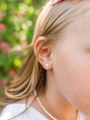 Cherished Moments - Sterling Silver Child&#39;s Freshwater Pearl Earrings
