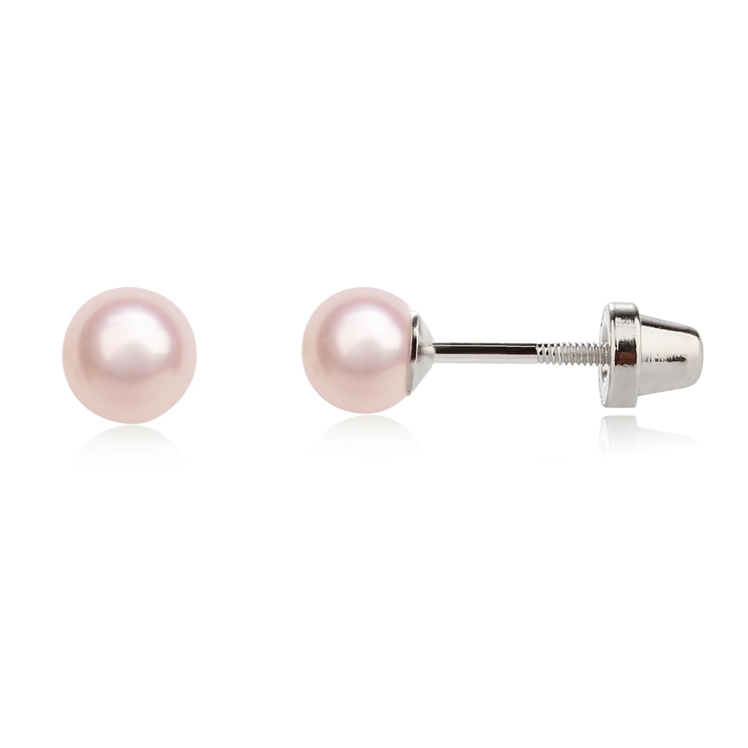 Cherished Moments - Sterling Silver Child&#39;s Freshwater Pearl Earrings, Color: Pink, Style: SSE-517