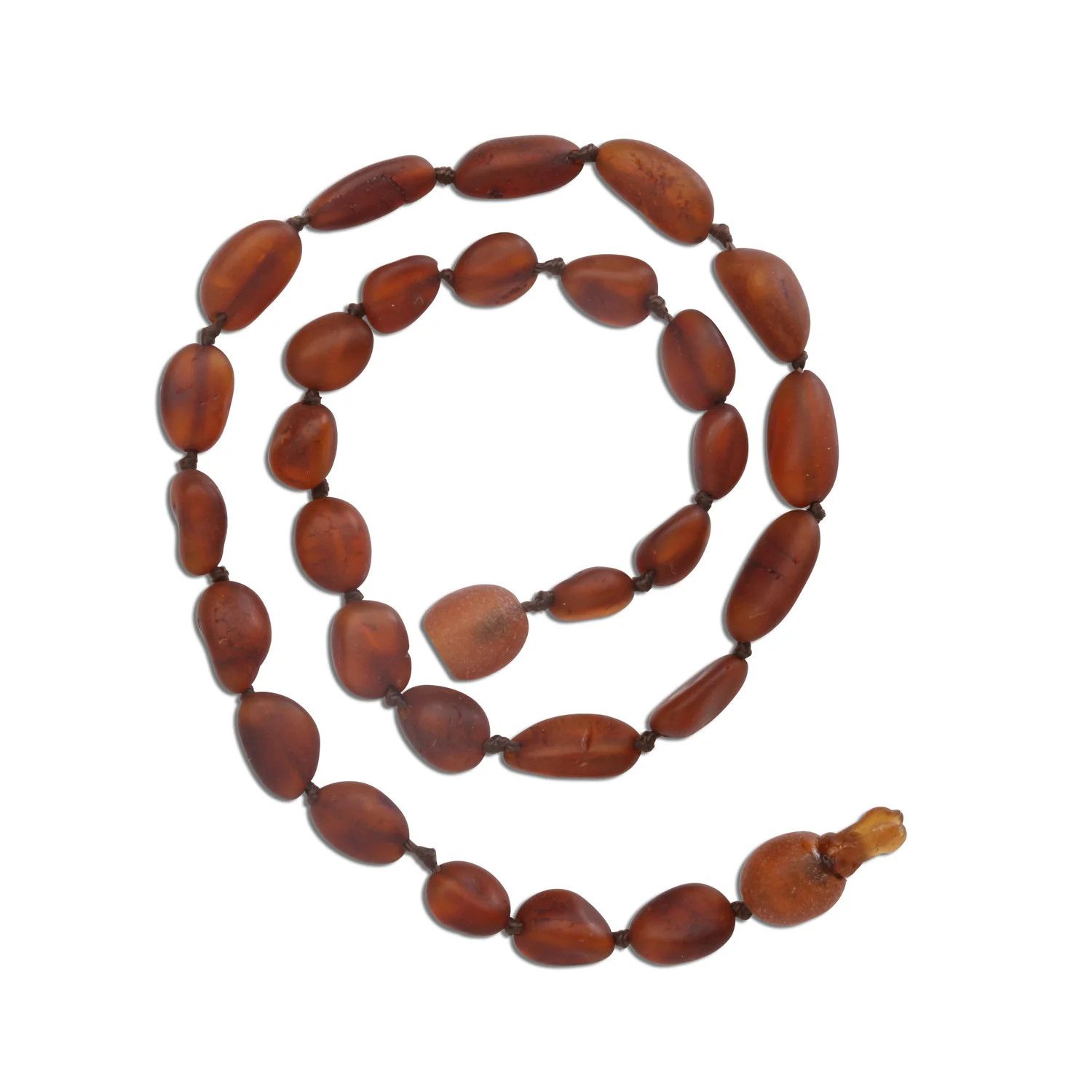 Cherished Moments- Nature&#39;s Beads of Love Amber Teething Necklace Unpolished, Size: SM (11-11.5&quot;), Color: Dark Cognac, Style: ATNU