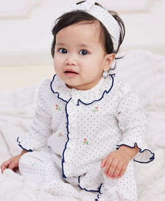 Little Me- Rosebud Footie, Headband  &amp; Tag AlongBlanket