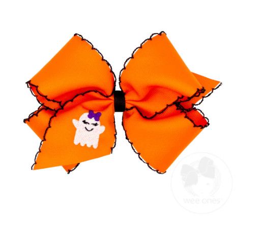 Wee Ones- Halloween Embroider Grosgrain Moonstitch  Hair Bow