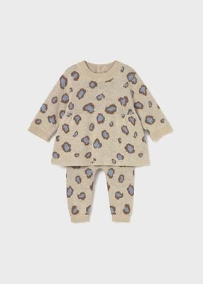 Mayoral- Newborn- 2 Piece Knit Leopard Print Pant Set