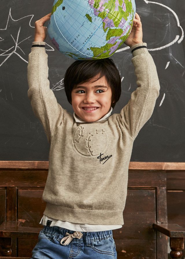 Mayoral- Mini- Baseball Team Embossed Knit Sweater