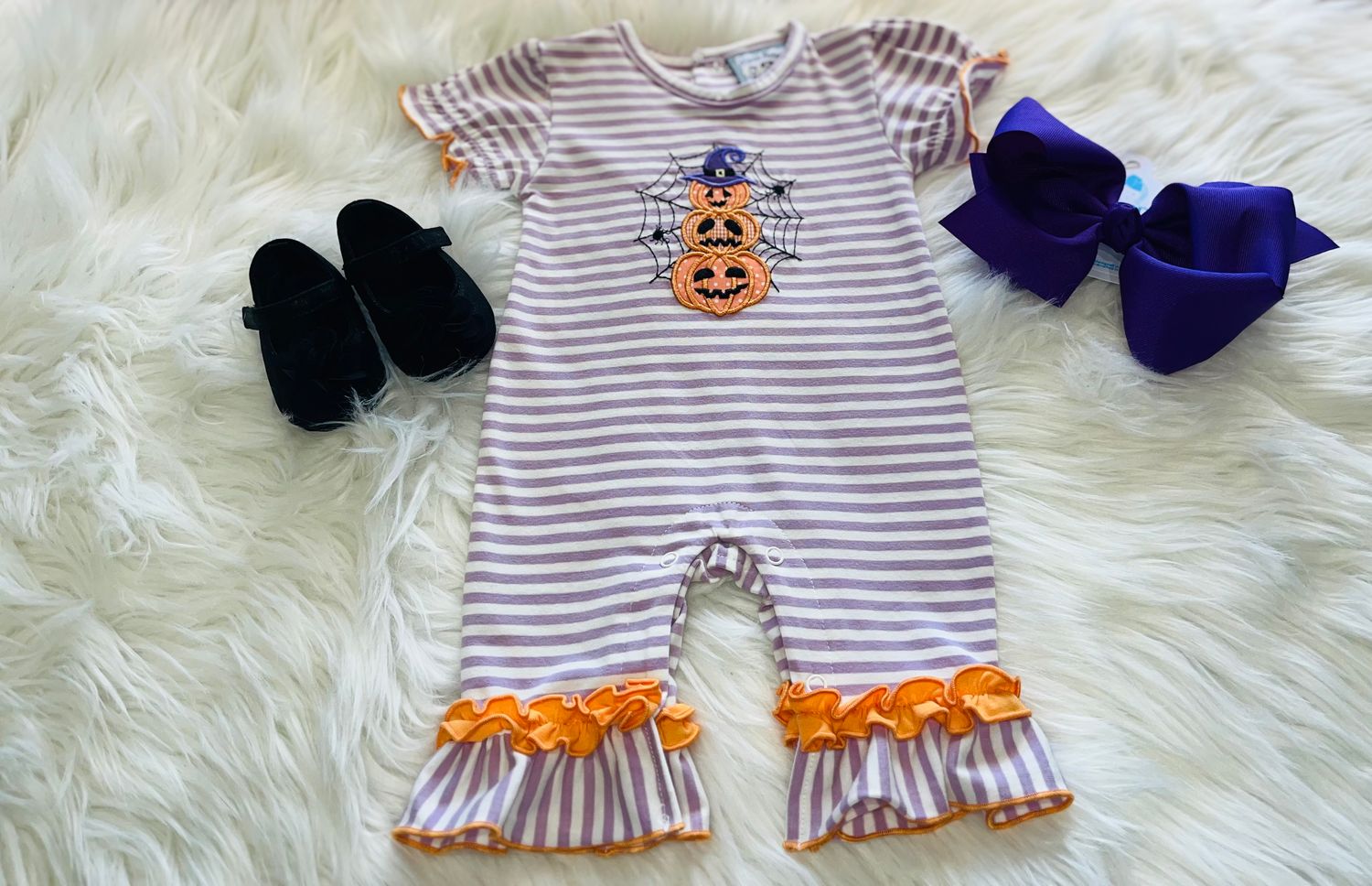 Three Sisters- Jack O&#39; Lantern Ruffle Romper