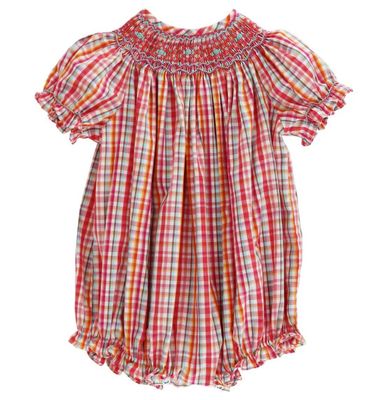 The Bailey Boys- Sorbet Plaid Bishop Smocked Romper