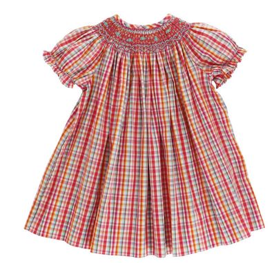 The Bailey Boys- Sorbet Plaid Bishop Smocked Dress
