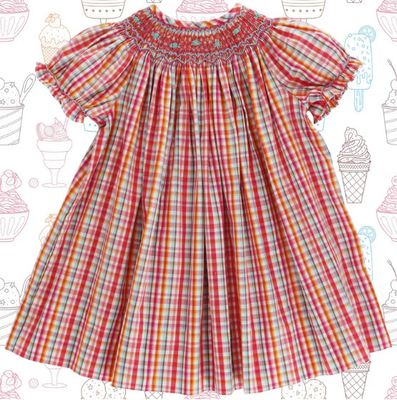 The Bailey Boys- Sorbet Plaid Bishop Smocked Dress