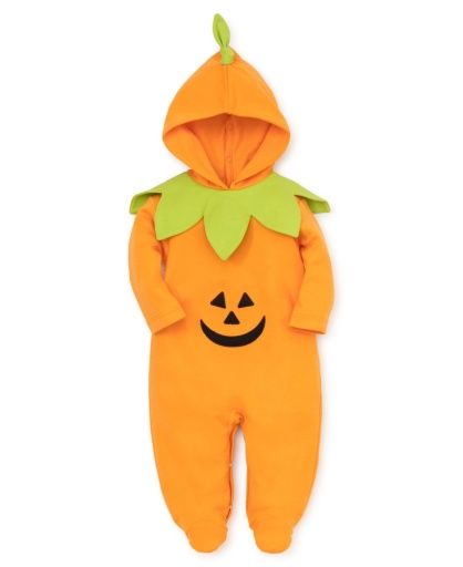Kissy Kissy- Ghostly Cheer Hooded Footie, Size: 3-6M, Color: K800 Orange, Style: KNQ02802N