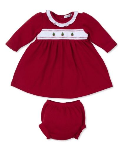 Kissy Kissy- Classic Treasures Holiday Christmas Tree Dress Set, Size: 18-24M, Color: Red, Style: KGU11063I