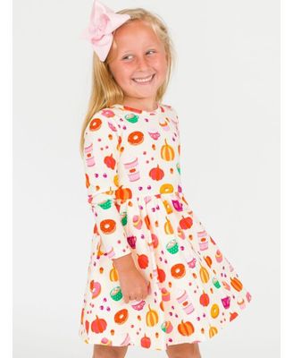 RuffleButts- Fall Treats Knit Long Sleeve Twirl Dress