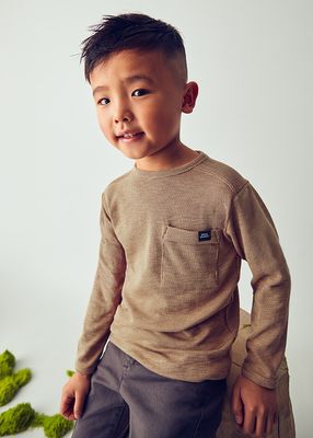 Mayoral- Mini- Boys Ribbed Long Sleeve Pocket Shirt