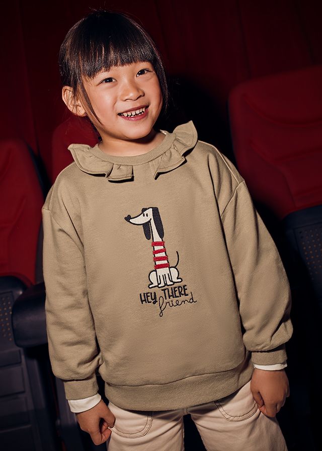 Mayoral- Mini- Dog Embroider Sweatshirt with Ruffle Collar