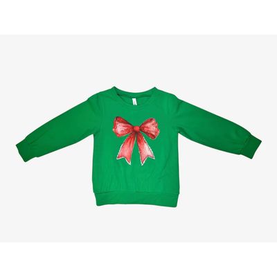 M.L. Kids-Rhinestone Bow Sweatshirt/Skort Set