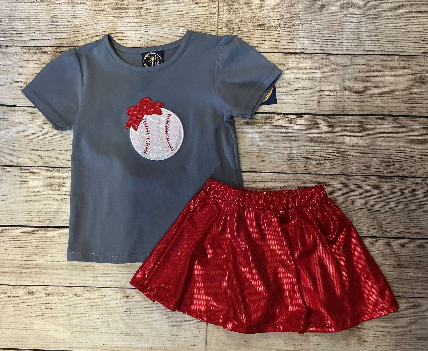 Emma Jean- Baseball Appliqué Skort Set