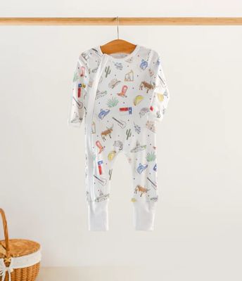 Nola Tawk- Texas Kids Organic Cotton Pajama Zip Romper, Bib &amp; Blanket