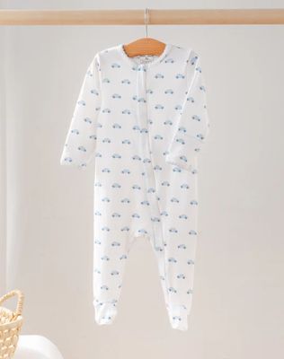 Nola Tawk- Little Blue Wheels Organic Cotton Pajama Footie