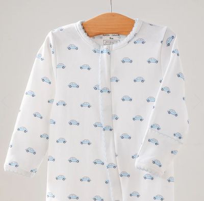 Nola Tawk- Little Blue Wheels Organic Cotton Pajama Footie