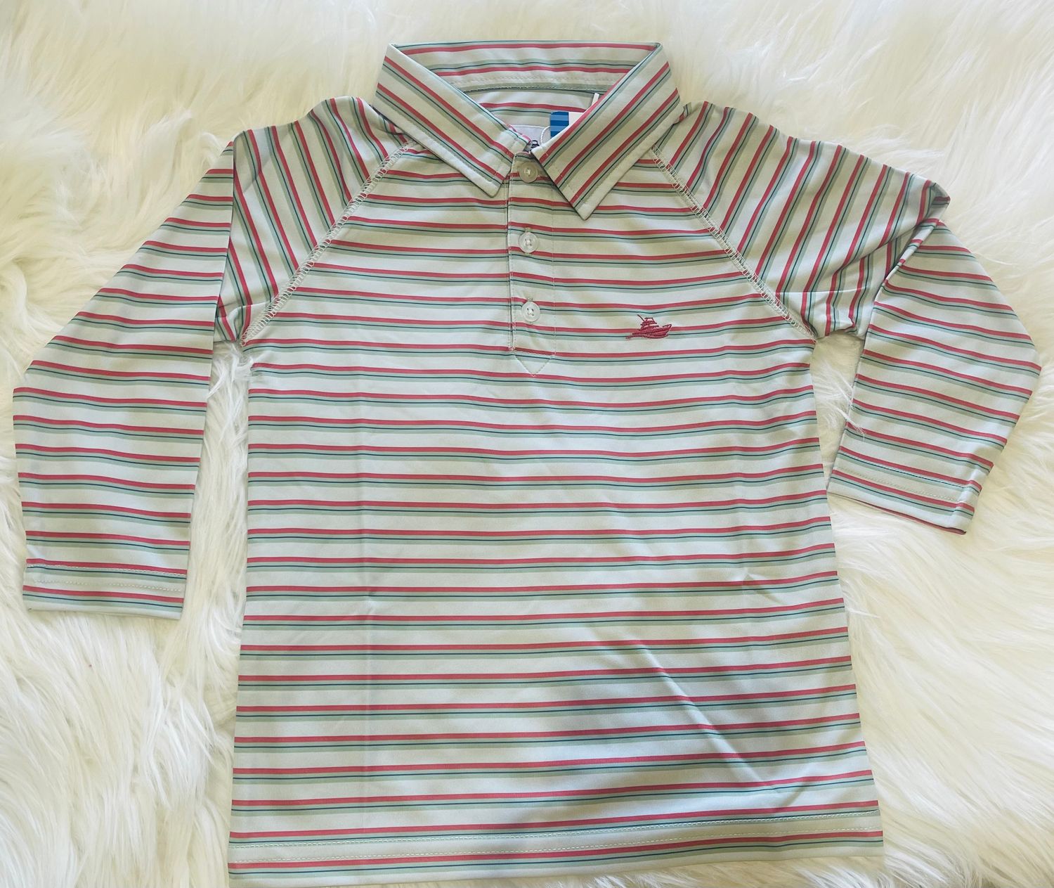 SouthBound - Performance Christmas Striped L/S Polo Shirt