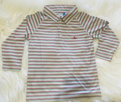 SouthBound - Performance Christmas Striped L/S Polo Shirt