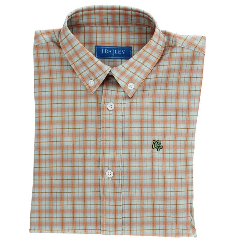 J.Bailey- Spice Performance Button Down, Size: 2T, Color: Orange/Grey, Style: 1026-ROSCOEP-648