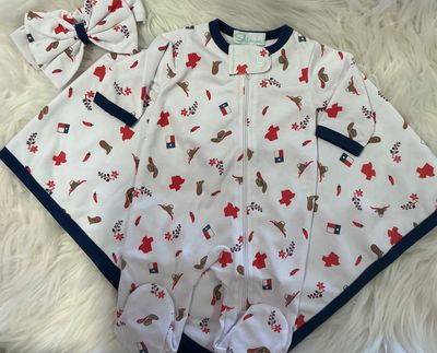 Shimoa Essentials - Texas Zip Footie w/Blanket &amp; Headband