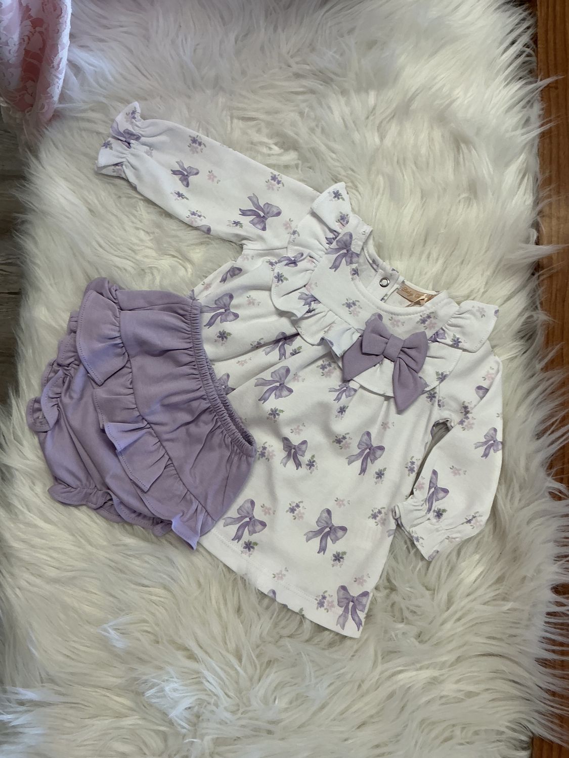 Baby Club Chic- Lavender Dress &amp; Bloomer Set w/Ruffles &amp; Bow