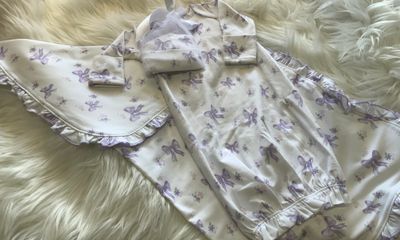 Baby Club Chic- Lavender Bows Gown,  Hat &amp; Blanket