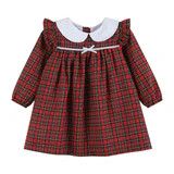 Lil Cactus- Christmas Plaid Collared Ruffle Dress