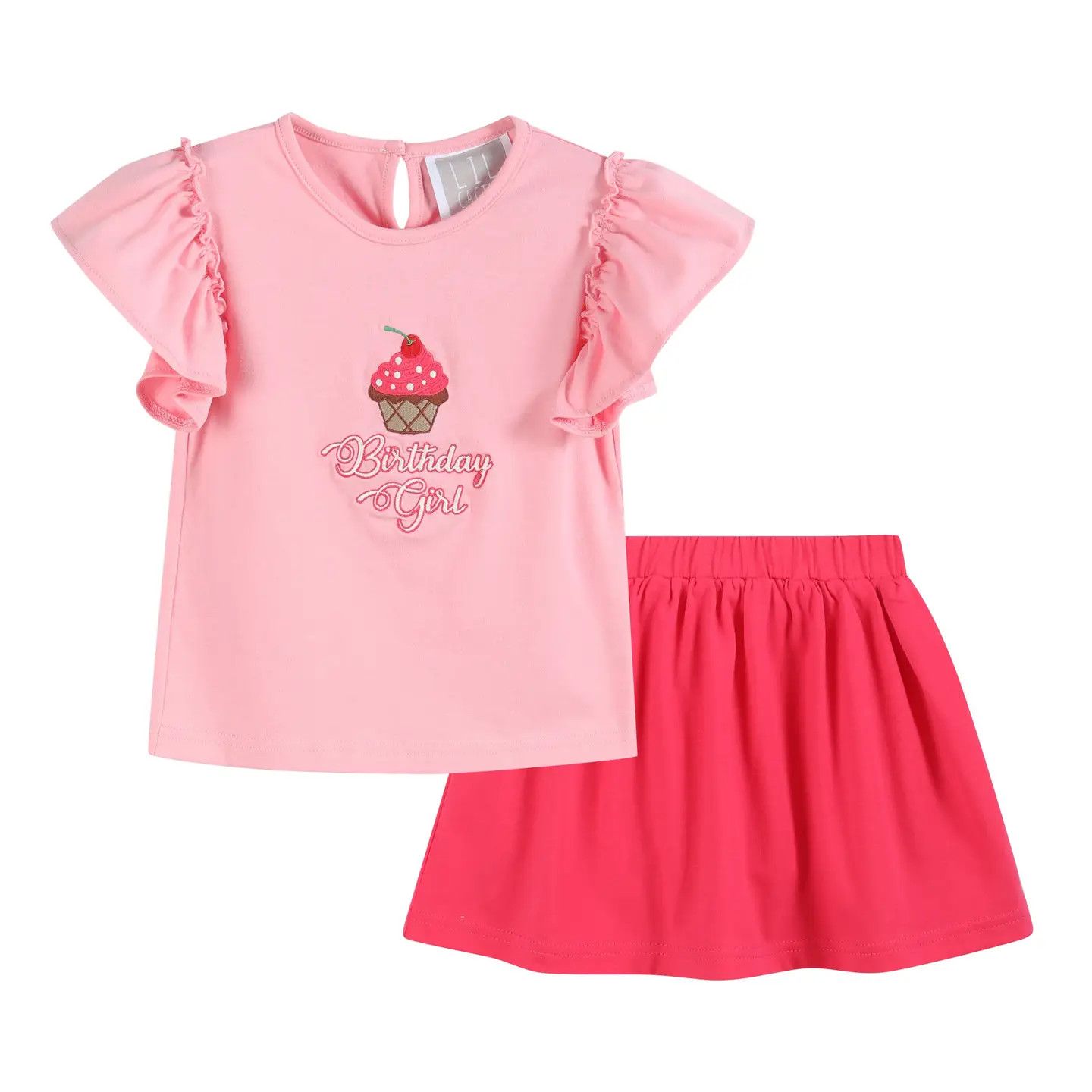 Lil Cactus-Birthday Girl Ruffle top and Skort Set