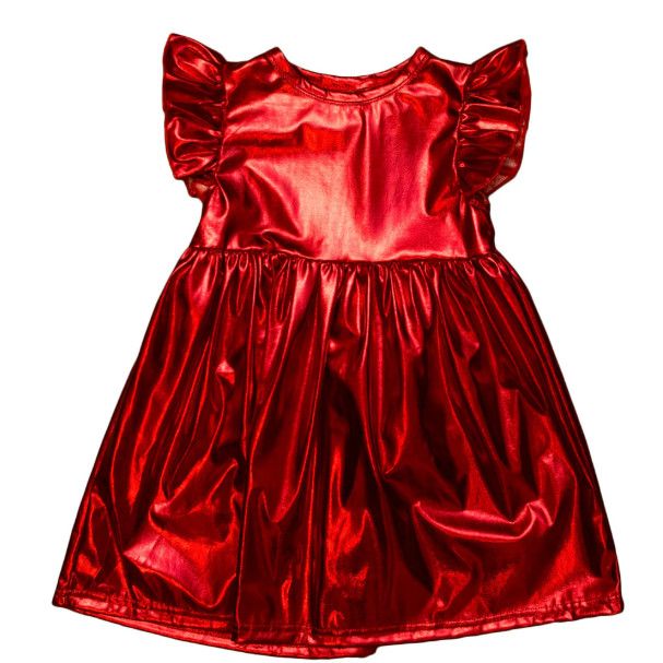 Belle Cher- Flutter Sleeve Metallic Dress
