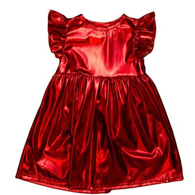 Belle Cher- Flutter Sleeve Metallic Dress