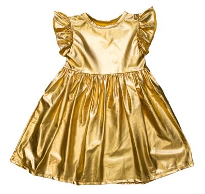 Belle Cher- Flutter Sleeve Metallic Dress