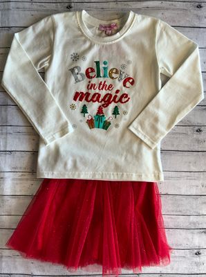 Haven Girl- Sparkling Christmas Believe T-Shirt &amp; Glitz Skort