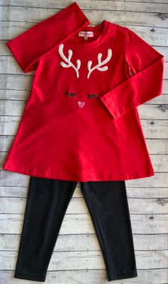 Haven Girl- Sparkling Christmas Reindeer Tunic &amp; Legging Set