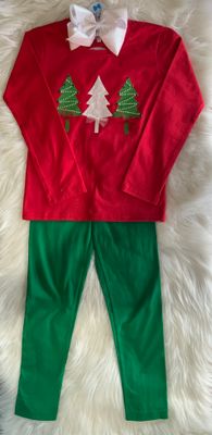 Haven Girl- Merry &amp; Bright Christmas Tree Legging Set