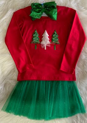 Haven Girl- Merry &amp; Bright Christmas Tree Tinker Skort Set