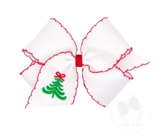 Wee Ones- Christmas Moonstitch Bow w/Embroidery Tail
