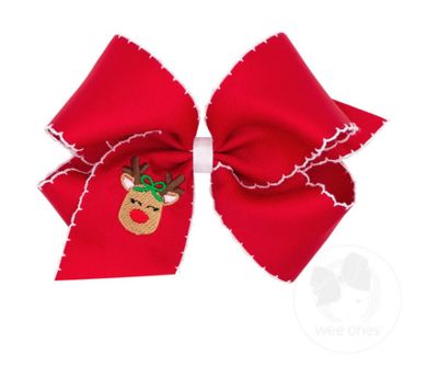 Wee Ones- Christmas Moonstitch Bow w/Embroidery Tail