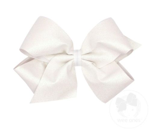 Wee Ones- Wee Dazzle Glitter Vinyl Grosgrain Underlay Bow, Size: King (6¼"x5"), Color: WHT, Style: 2388