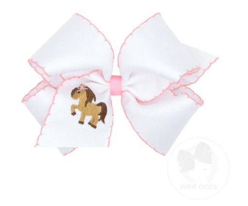 Wee Ones- Cowgirl Embroidery Grosgrain Moonstitch Bow 