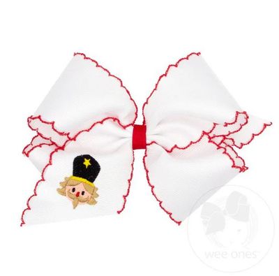 Wee Ones- Grosgrain Moonstitch Bow w/Christmas Embroider