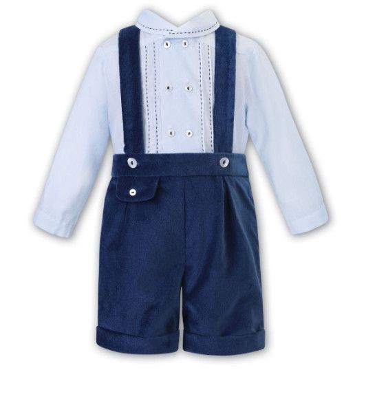 Sarah Louise- Boy Velvet Shorts &amp; Shirt Set