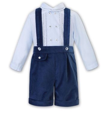 Sarah Louise- Boy Velvet Shorts &amp; Shirt Set