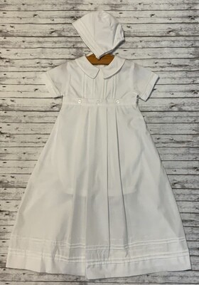 Petit Ami- Christening/Baptism Gown Convert Romper with Hat