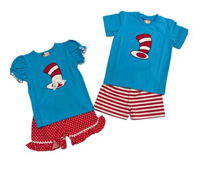Banana Split- Tall Hat Dr. Seuss Short Set