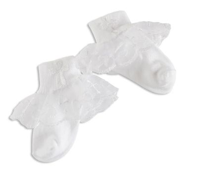 Cherished Moments- Baby Girls Baptism/Christening  Sock with Cross 