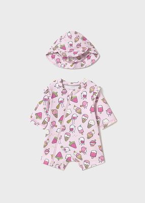Mayoral- Newborn- Sun Protection Swim Romper with Hat