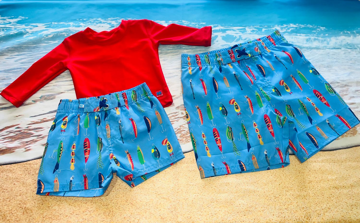 RUGGEDBUTTS- Gone Fishin' Swim Trunks &amp; L/S Rash Guard