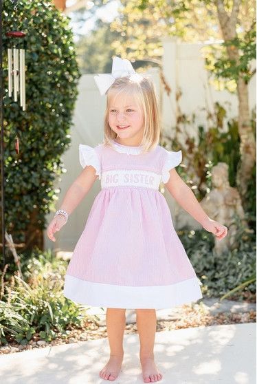Lil Cactus- Stripe Big Sister Smocked Dress