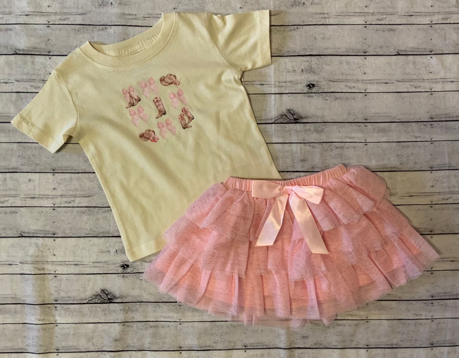 Sweet Wink- Coquette Cowgirl T-shirt Tiered Tutu Set